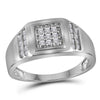10k White Gold Mens Round Diamond Square Cluster Ring 1/4 Cttw