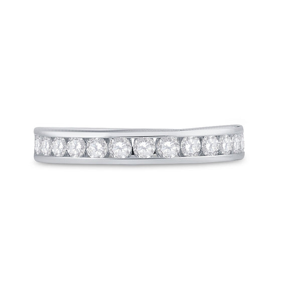 14k White Gold Womens Round Diamond Wedding Band 1/2 Cttw