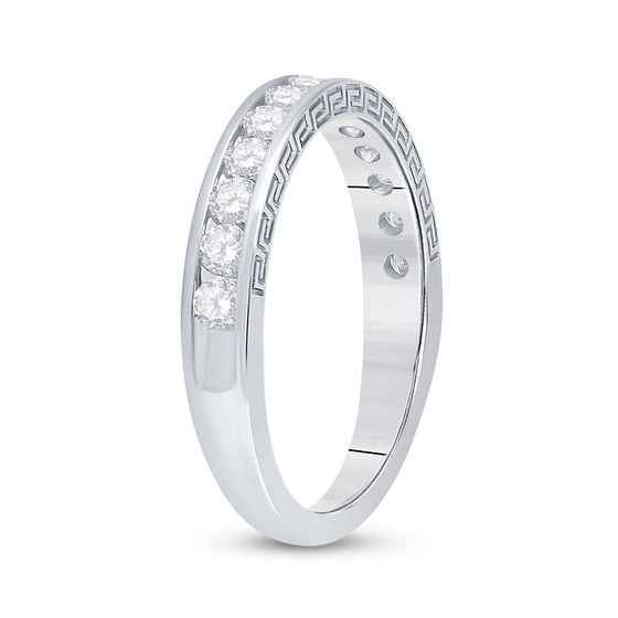 14k White Gold Womens Round Diamond Wedding Band 1/2 Cttw