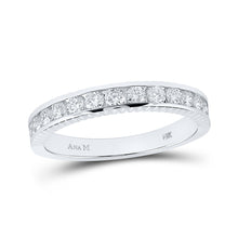  14k White Gold Womens Round Diamond Wedding Anniversary Band 1/2 Cttw
