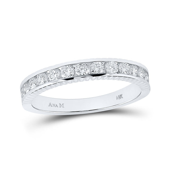 14k White Gold Womens Round Diamond Wedding Anniversary Band 1/2 Cttw