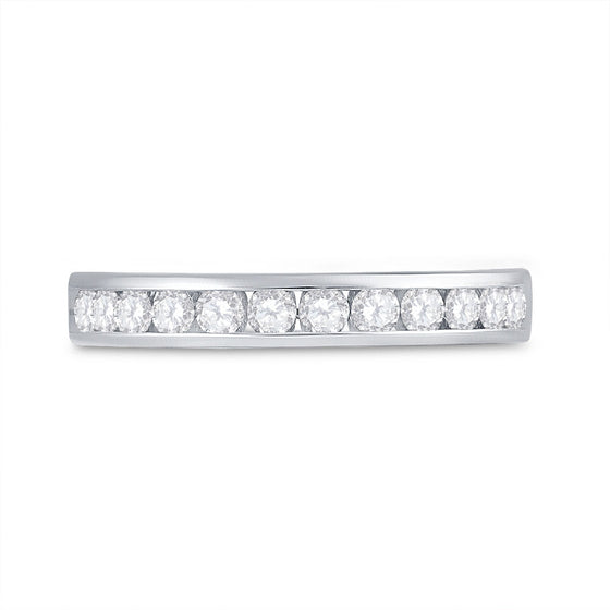 14k White Gold Womens Round Diamond Wedding Band 1/2 Cttw