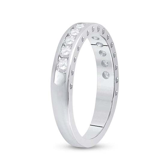 14k White Gold Womens Round Diamond Wedding Band 1/2 Cttw