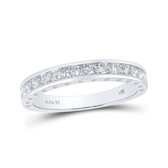 14k White Gold Womens Round Diamond Wedding Band 1/2 Cttw