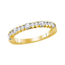 14k Yellow Gold Womens Round Diamond Single Row Band Ring 1/2 Cttw