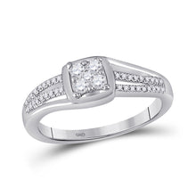  10k White Gold Womens Round Diamond Cluster Ring 1/4 Cttw
