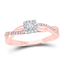  10k Rose Gold Round Diamond Solitaire Twist Bridal Wedding Engagement Ring 1/5 Cttw
