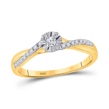  10k Two-tone Gold Womens Round Diamond Twist Fashion Promise Ring 1/6 Cttw