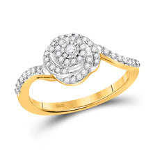  14k Yellow Gold Womens Round Diamond Swirl Fashion Ring 1/3 Cttw