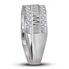 14k White Gold Mens Round Diamond Wedding Double Row Band Ring 1 Cttw