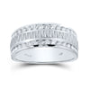 14k White Gold Mens Round Diamond Wedding Double Row Band Ring 1 Cttw