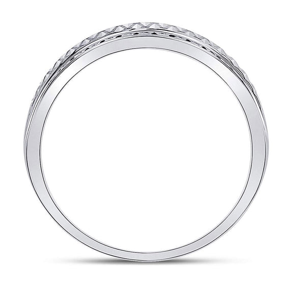 14k White Gold Mens Round Diamond Double Row Zigzag Wedding Band Ring 1/2 Cttw