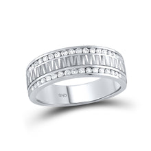  14k White Gold Mens Round Diamond Double Row Zigzag Wedding Band Ring 1/2 Cttw