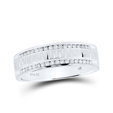  14k White Gold Mens Round Diamond Wedding Band Ring 1/4 Cttw