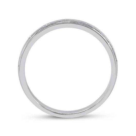 14k White Gold Mens Round Diamond Wedding Cross Band Ring 1/4 Cttw