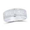 14k White Gold Mens Round Diamond Wedding Cross Band Ring 1/4 Cttw