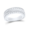 14k White Gold Mens Round Channel-set Diamond Double Row Grecco Wedding Band Ring 1 Cttw