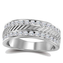  14k White Gold Mens Machine-Set Round Diamond Wedding Band Ring 1/2 Cttw