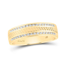  14k Yellow Gold Mens Round Diamond Wedding Band Ring 1/4 Cttw