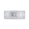 14k White Gold Mens Round Diamond Wedding Cross Band Ring 1/2 Cttw