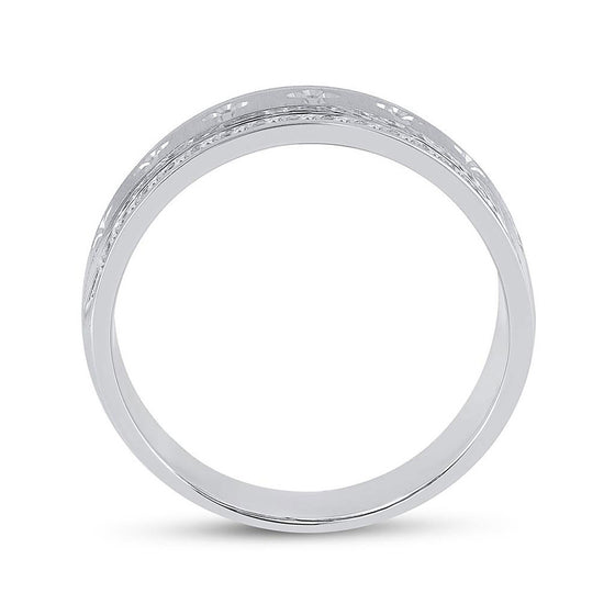 14k White Gold Mens Round Diamond Wedding Cross Band Ring 1/2 Cttw
