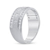 14k White Gold Mens Round Diamond Wedding Cross Band Ring 1/2 Cttw