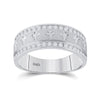 14k White Gold Mens Round Diamond Wedding Cross Band Ring 1/2 Cttw