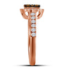 10k Rose Gold Womens Round Brown Diamond Square Cluster Ring 3/4 Cttw