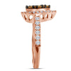 10k Rose Gold Womens Round Brown Diamond Teardrop Cluster Ring 1 Cttw