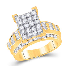  10k Yellow Gold Round Diamond Cluster Bridal Wedding Engagement Ring 1-1/2 Cttw