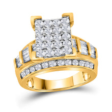  10k Yellow Gold Round Diamond Cluster Bridal Wedding Engagement Ring 2 Cttw