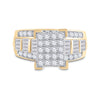 10k Yellow Gold Round Diamond Cluster Bridal Wedding Engagement Ring 1-1/2 Cttw