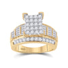 10k Yellow Gold Round Diamond Cluster Bridal Wedding Engagement Ring 1-1/2 Cttw