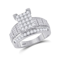  10k White Gold Round Diamond Cluster Bridal Wedding Engagement Ring 1-1/2 Cttw