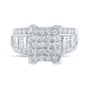 10k White Gold Round Diamond Cluster Bridal Wedding Engagement Ring 1-3/4 Cttw