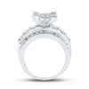 10k White Gold Round Diamond Cluster Bridal Wedding Engagement Ring 1-3/4 Cttw