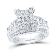  10k White Gold Round Diamond Cluster Bridal Wedding Engagement Ring 1-3/4 Cttw