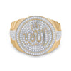 10k Yellow Gold Mens Round Diamond Allah Islam Circle Ring 3/4 Cttw