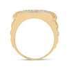 10k Yellow Gold Mens Round Diamond Allah Islam Circle Ring 3/4 Cttw