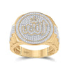 10k Yellow Gold Mens Round Diamond Allah Islam Circle Ring 3/4 Cttw