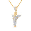 10k Yellow Gold Mens Round Diamond Praying Angel Wings Charm Pendant 7/8 Cttw
