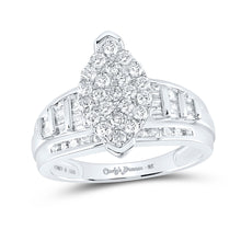  Sterling Silver Round Diamond Oval Cluster Bridal Wedding Engagement Ring 1 Cttw