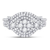 14k White Gold Round Diamond Cluster Bridal Wedding Ring Band Set 1 Cttw