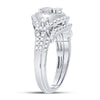 14k White Gold Round Diamond Cluster Bridal Wedding Ring Band Set 1 Cttw