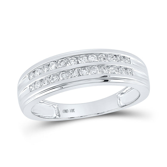 10k White Gold His Hers Round Diamond Cluster Matching Wedding Set 1-1/5 Cttw