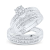 10k White Gold His Hers Round Diamond Cluster Matching Wedding Set 1-1/5 Cttw