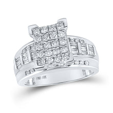  10k White Gold Round Diamond Cluster Bridal Wedding Engagement Ring 1 Cttw