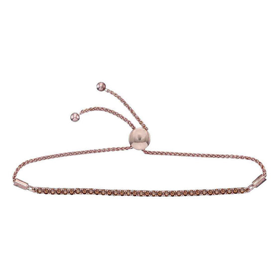 10k White Gold Womens Round Brown Diamond Bolo Bracelet 2 Cttw