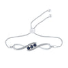 Sterling Silver Womens Round Synthetic Blue Sapphire Bolo Bracelet 1/2 Cttw