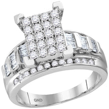  10k White Gold Round Diamond Cluster Bridal Wedding Engagement Ring 7/8 Cttw